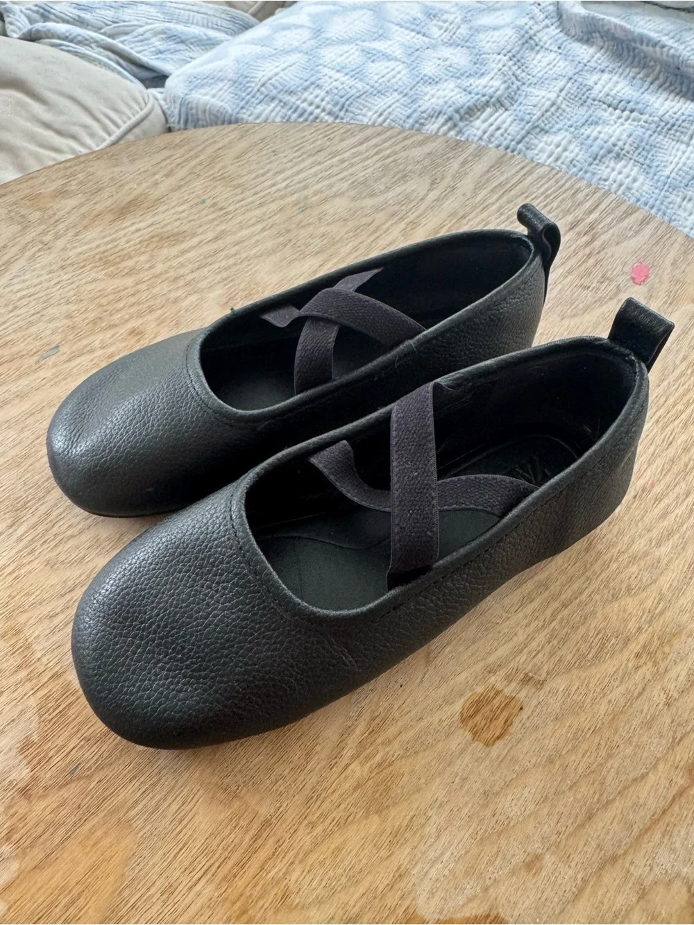 ZARA Kids Black Mary Jane Ballet Flats with Elastic Cross Straps Size 27/9